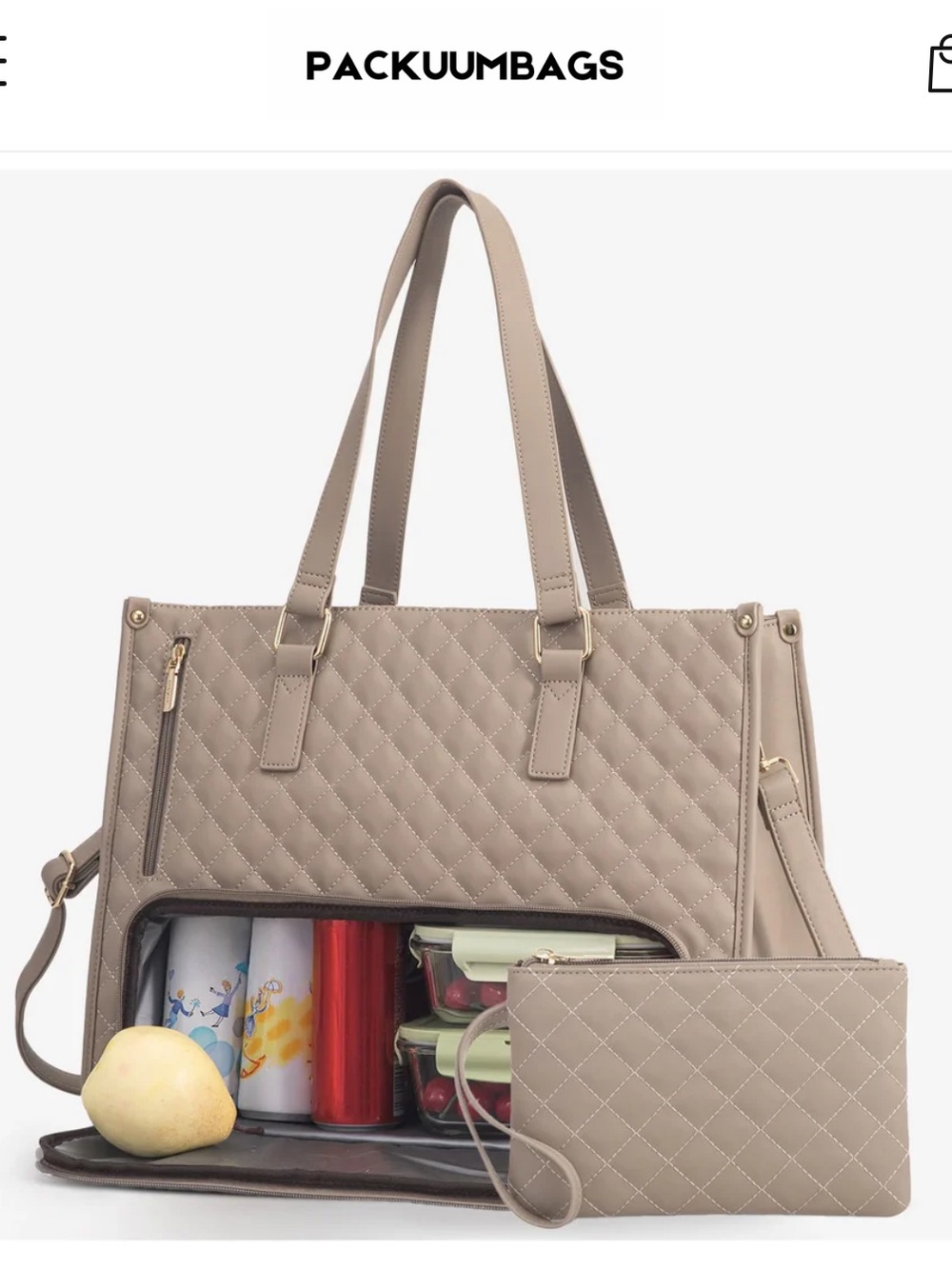 3-in-1 Tote Bag in Beige - Packuum Bags